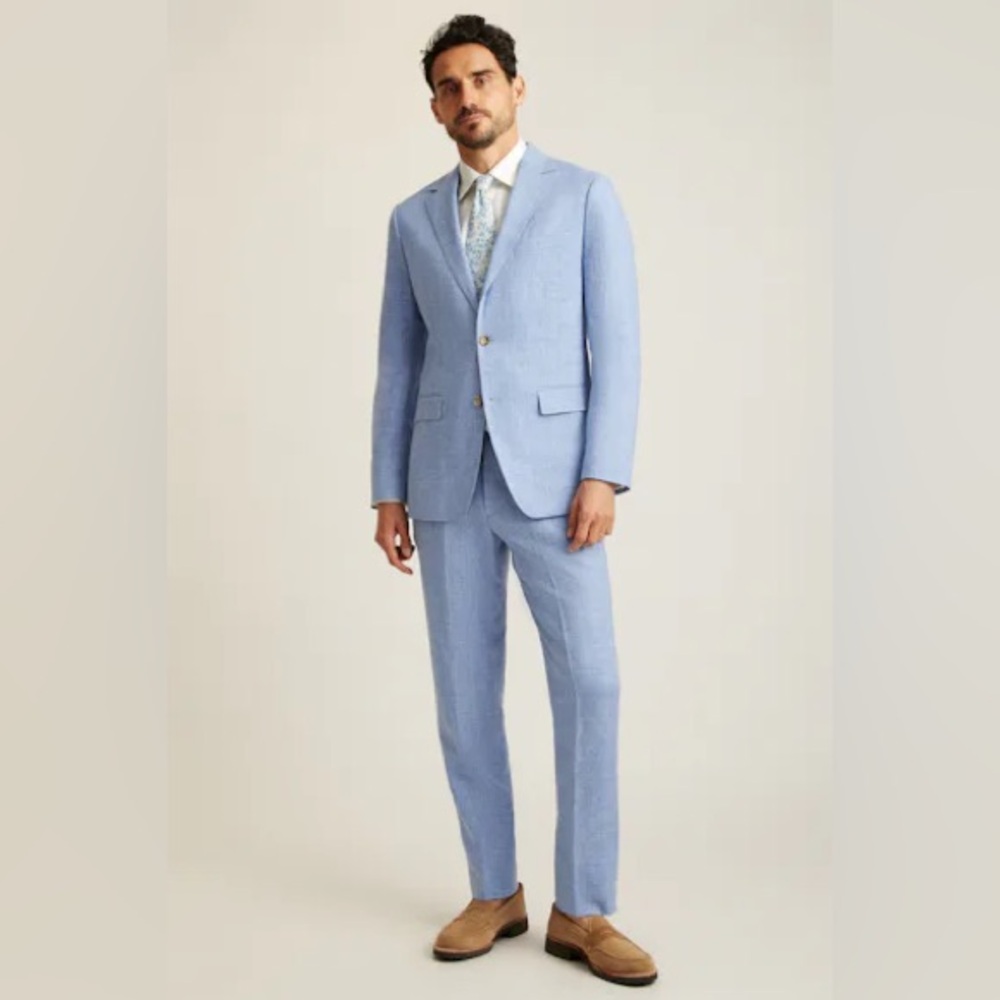 Bonobos Jetsetter Italian Linen Dress Suit Pant Trouser Light Blue Slim 31